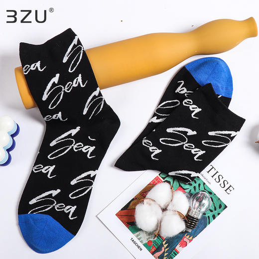足装秀23春夏新品棉质男士海洋风提花长筒加密编织提花长邦男袜 商品图2