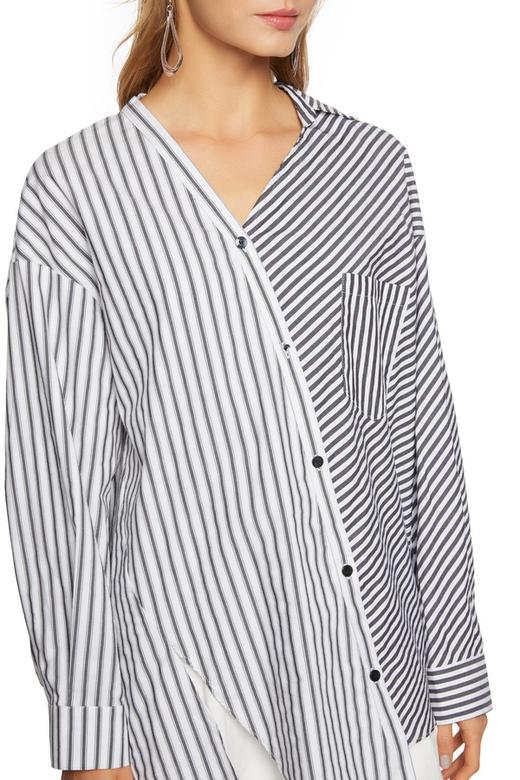 NOIR 条纹拼接斜扣上衣 6117 商品图3