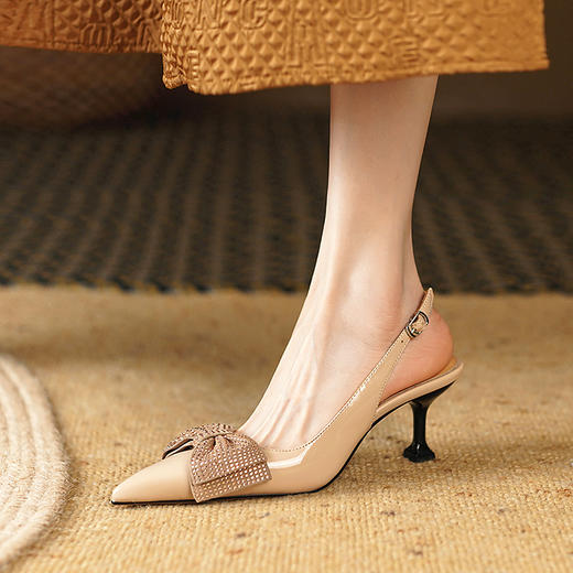 夏季新款，流行钻复古里外全皮尖头后空高跟凉鞋YD-F351 商品图3