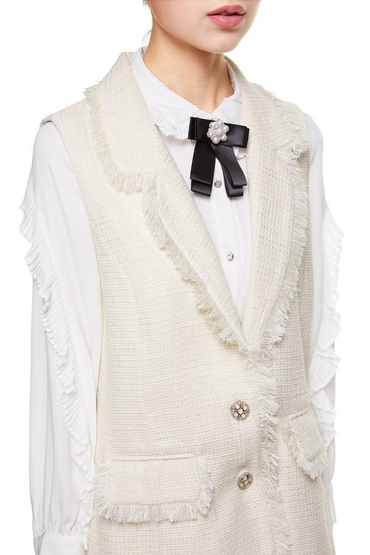 J.A 白色小香风流苏马甲 8648 商品图3