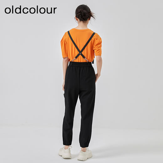 oldcolour2023春季新款黑色高腰直筒运动休闲背带裤女O11079161 商品图4
