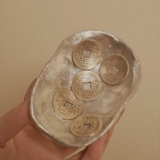 【百年制锡 乾茂号】五帝化煞 富甲天下茶则  锡铜五帝钱手工制作（尺寸大小随机） 商品图4