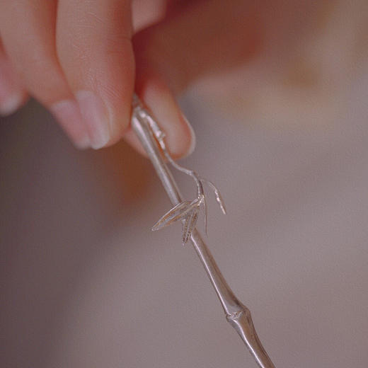 乾茂号/银分茶勺  竹柄海棠型银制分茶勺  尺寸：总长18cm  勺直径5.5*5.9 商品图7