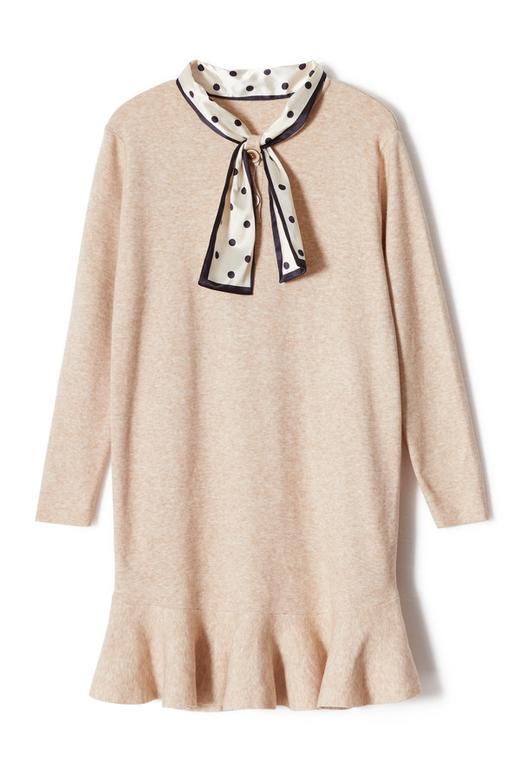 J+C 波点丝巾系带毛衣连衣裙 8587 商品图4