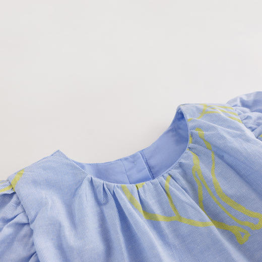 【马克珍妮 芦芙】夏装新款 女童棉麻花苞袖连衣裙230018 商品图3