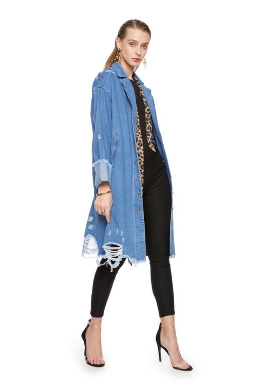 ELLA JADE 蓝色磨边牛仔长外套 6261 商品图1