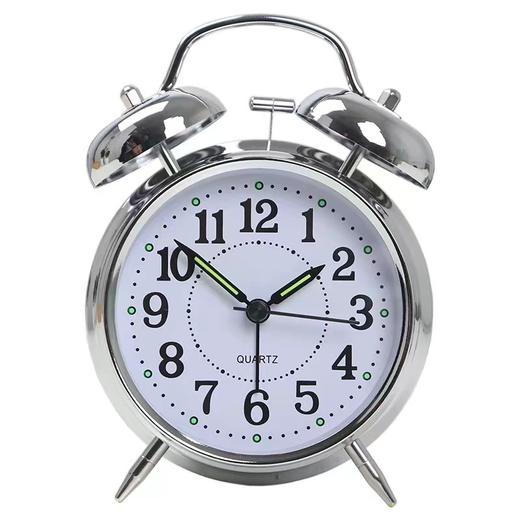 明珠星石英闹钟银色敲玲大声大音量叫醒闹钟PT254座钟1个 商品图0