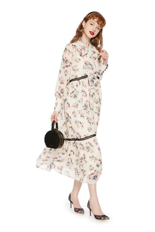 OCTAVIA 蝴蝶结系带印花连衣裙 6283 商品图1