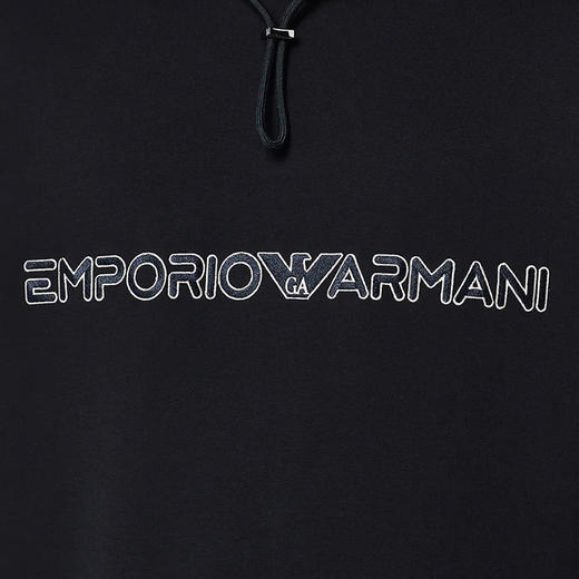 EMPORIO ARMANI 阿玛尼 男士棉质字母徽标印花连帽卫衣 深蓝色 3R1MBC 1JHSZ 0920 商品图2