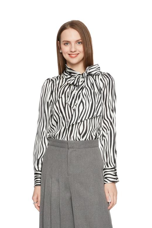 AVA 斑马纹系带上衣 6086 商品图0