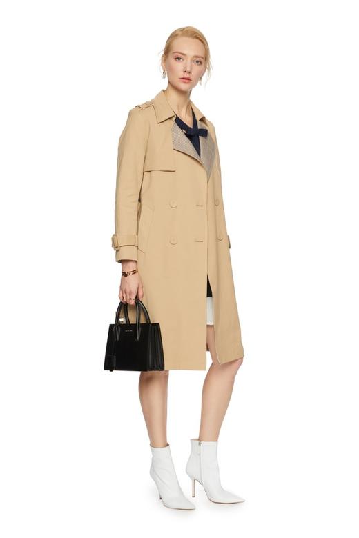 J.A 格纹拼接束腰风衣 6136 商品图1