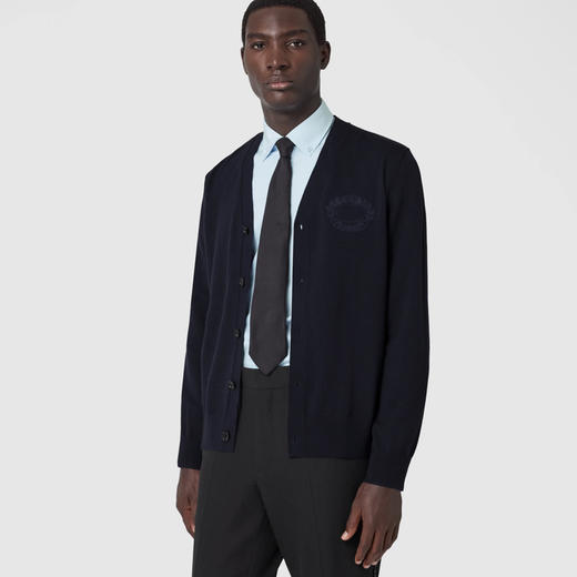 BURBERRY 巴宝莉 男士橡树叶徽章刺绣羊毛开衫 蓝色 8063637 B3590 商品图1