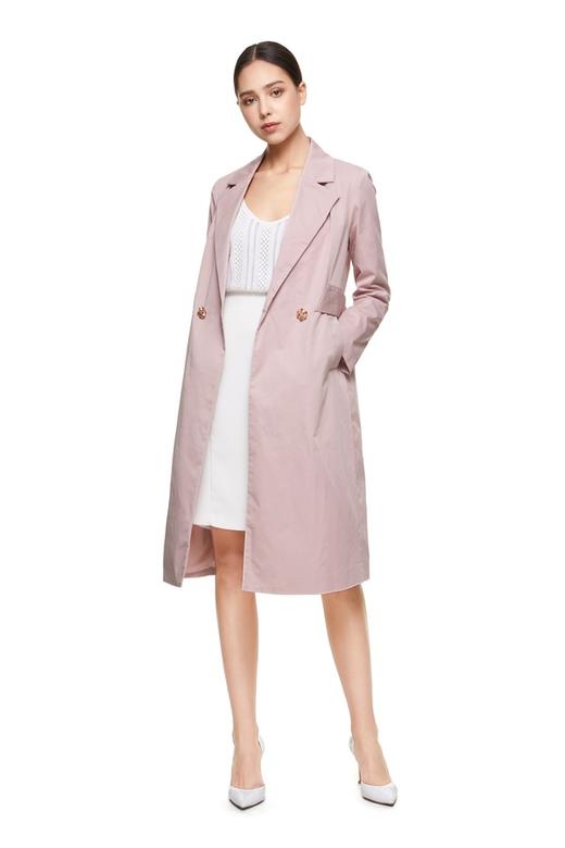 EXUN 拼色扣饰粉色风衣 7603 商品图1