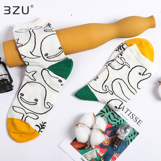 足装秀23春夏新品棉质男士海洋风提花长筒加密编织提花长邦男袜 商品图3