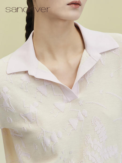 芝麻点提花POLO领提花短袖女上衣 SJS95W050K 商品图6