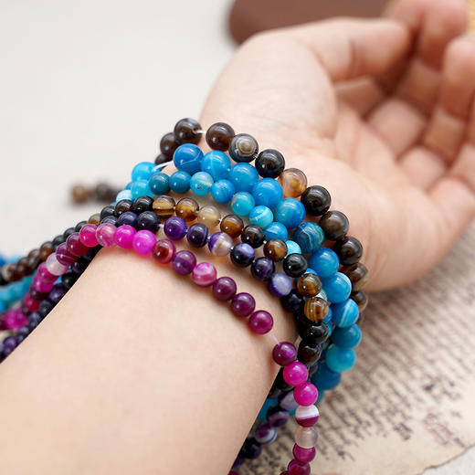 缠丝玛瑙8mm珠料意卡米诺手串念珠单颗珠子散珠半成品 商品图0