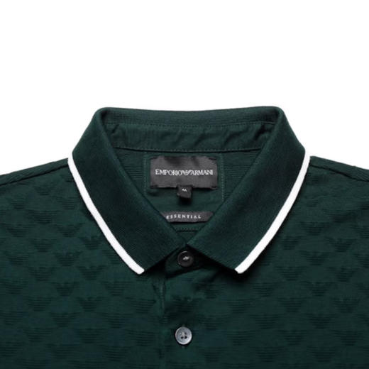 EMPORIO ARMANI 阿玛尼 男士棉质老鹰徽标印花短袖POLO衫 墨绿色 8N1FP0 1JHWZ 0590 商品图2