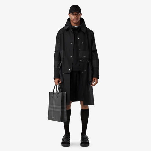 【一】BURBERRY 巴宝莉 男士 Denny - 炭灰色格纹轻便竖版托特包 格子 8062951 A1208 商品图3