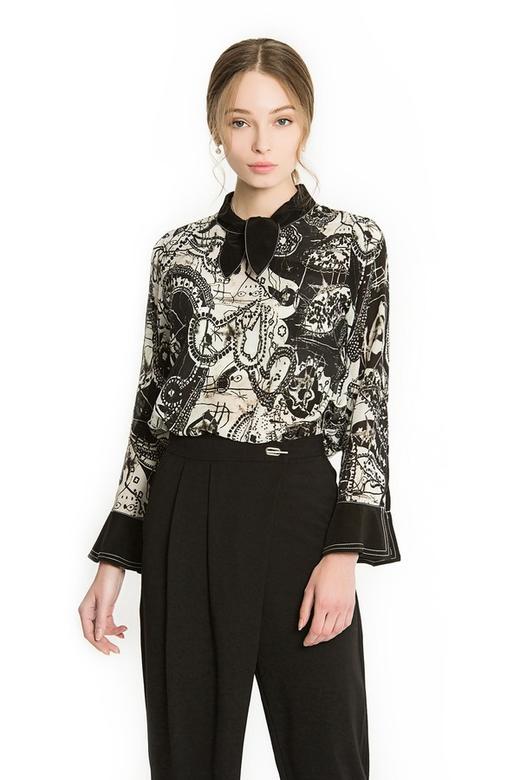 CENCH EDITION 抽象印花半透视雪纺衫 1076 商品图0