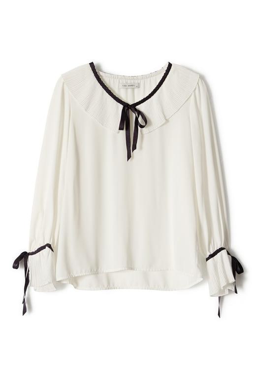 Tied  Hands 优雅白色透视雪纺衫 1040 商品图3