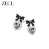 ZEGL设计师黑公主系列黑色蝴蝶结耳环女复古赫本风耳钉银针耳饰品 商品缩略图1