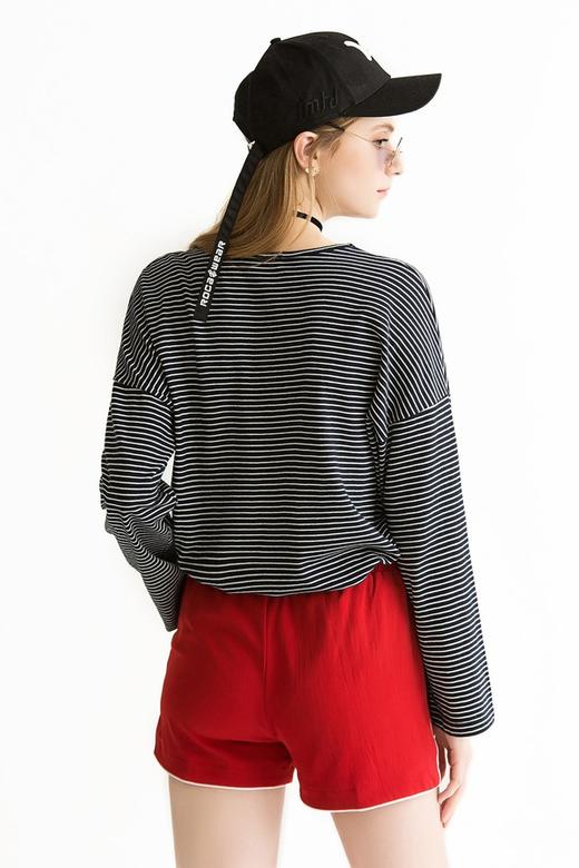 SUMMER & SAGE 黑白条纹字母T恤 1416 商品图3