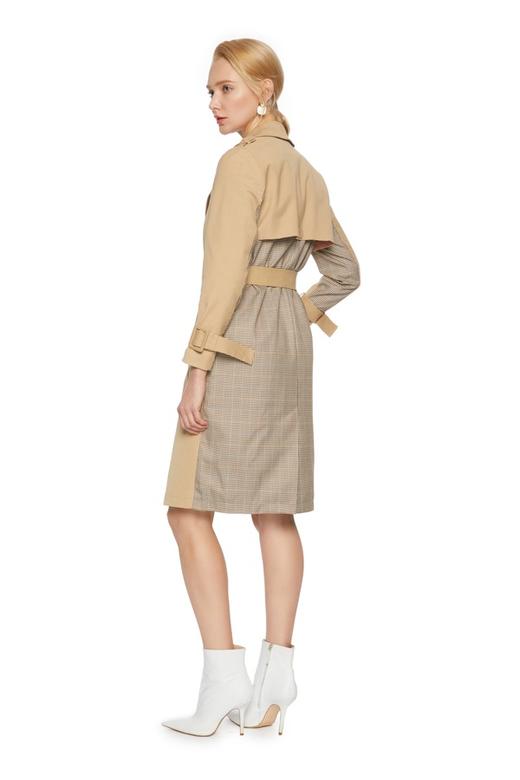 J.A 格纹拼接束腰风衣 6136 商品图2