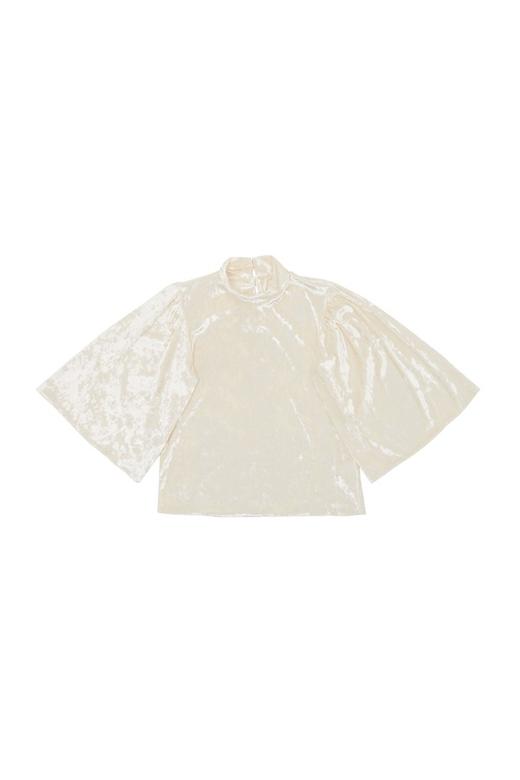 NOIR 白色立领丝绒上衣 6115 商品图4