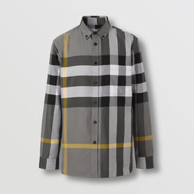 BURBERRY 巴宝莉 男士格纹弹力棉府绸长袖衬衫 格子 8065202 A6114
