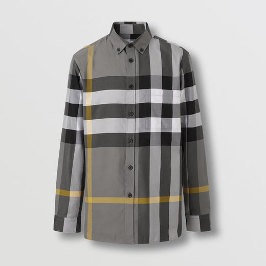 BURBERRY 巴宝莉 男士格纹弹力棉府绸长袖衬衫 格子 8065202 A6114 商品图0