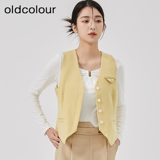 oldcolour2023春新款白色设计感百搭修身打底长袖T恤女O12023278 商品图2