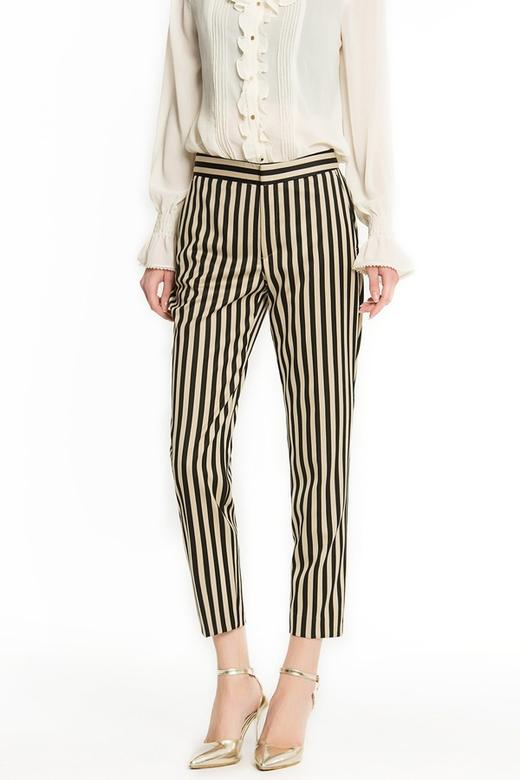 ZARA 撞色竖条纹修身小脚裤 1378 商品图0