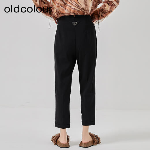 oldcolour2023春季新款复古高腰显瘦直筒九分休闲裤女O11073101 商品图4