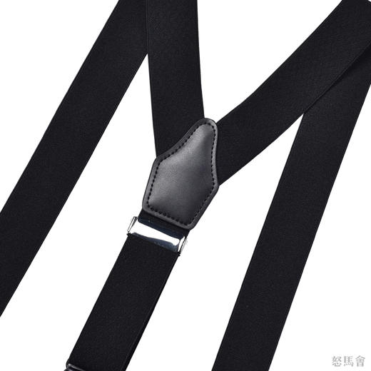 意大利牛皮尼龙橡丝Y型黑色手工礼服背带 商品图1