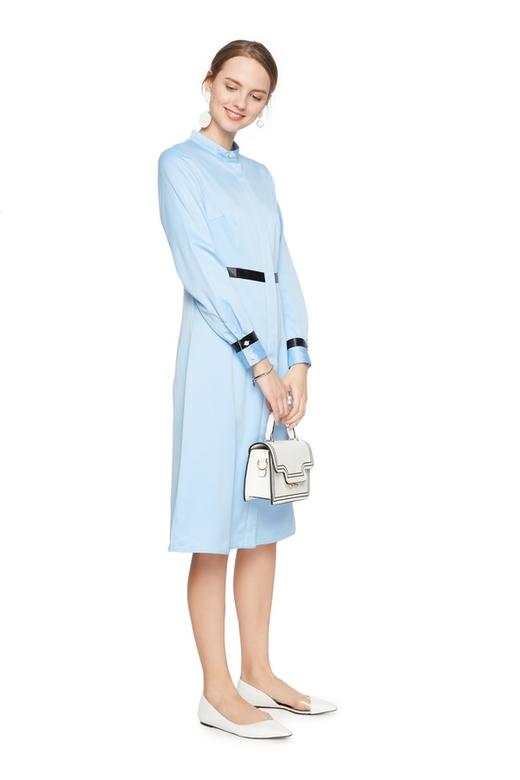 AVA 双色拼接收腰连衣裙 6074 商品图1