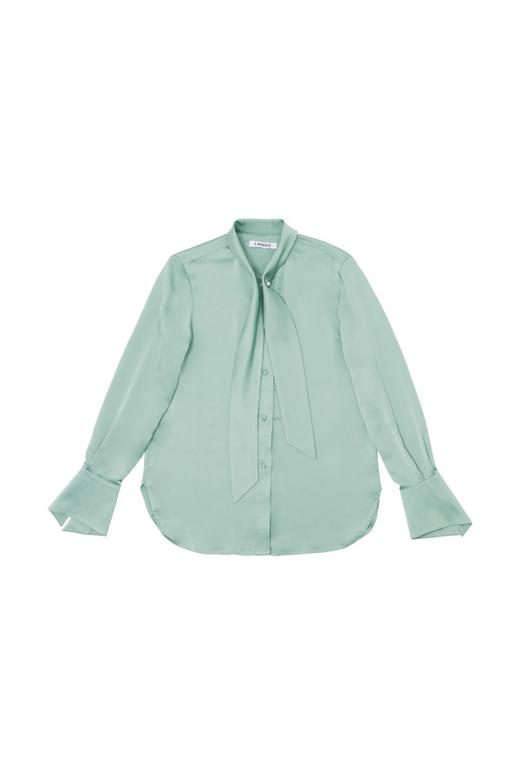 LNNNS 绿色飘带领缎面衬衫 6372 商品图4