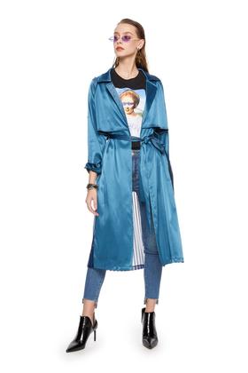 OCTAVIA 蓝色光泽感拼接风衣 6290