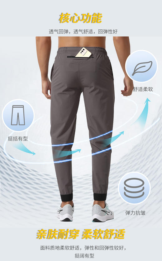 运动跑步长裤 梭织，大口袋，束口， 弹力宽松跑IN优选08 商品图2