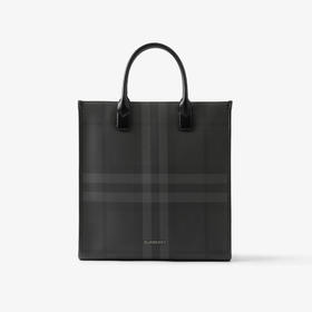 【一】BURBERRY 巴宝莉 男士 Denny - 炭灰色格纹轻便竖版托特包 格子 8062951 A1208