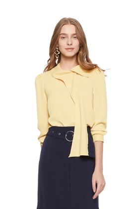 AVA 飘带装饰黄色上衣 6036