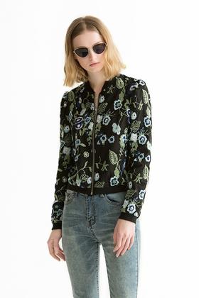 BCBGeneration 撞色印花网纱棒球外套 614