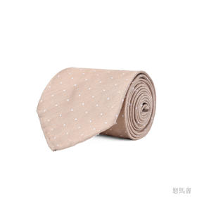 卡其色波点蚕丝手工领带