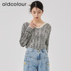 oldcolour2023春季新款时尚气质菱格修身百搭套头针织衫O11052118 商品缩略图3