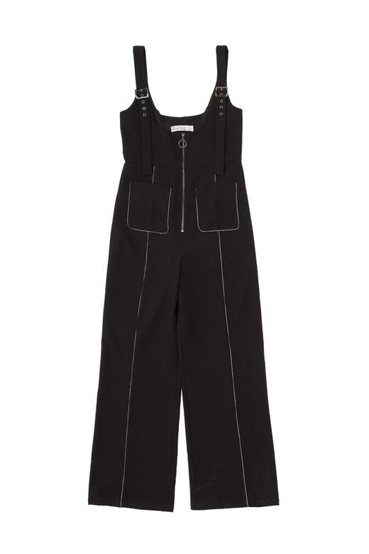 SUMMER & SAGE 明线装饰黑色背带裤 6053 商品图4