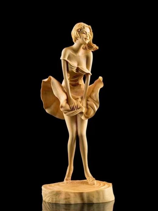 梦露美女°小叶黄杨木雕摆件 商品图0