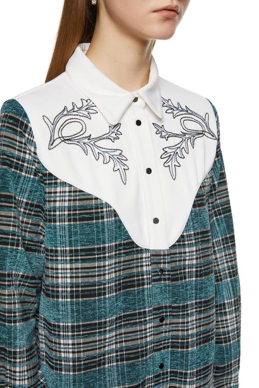 SUMMER & SAGE 格纹拼接刺绣衬衫裙 8597 商品图3