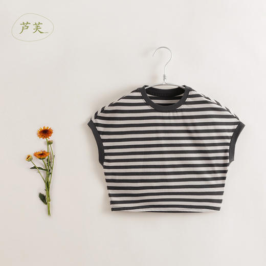 【马克珍妮 芦芙】夏装新款 女童条纹蝙蝠袖纯棉T恤230532 商品图2