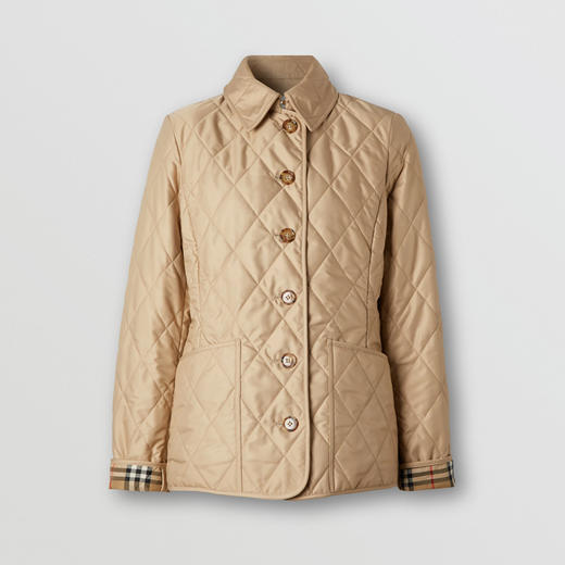 【一】BURBERRY 巴宝莉 女士菱形绗缝温控夹克棉服 卡其色 8049868 A4170 商品图0