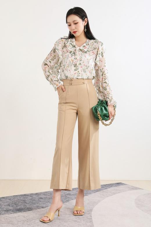 SUMMER & SAGE 荷叶边轻透印花上衣 1410 商品图2