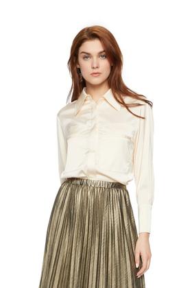 AVA 奶油色缎面衬衣 6057